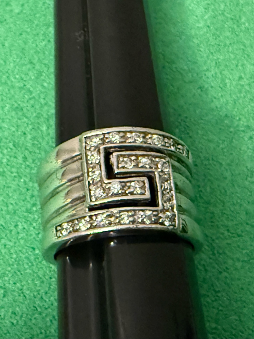 Silver-Tone Pave Geometric Statement Ring - Sparkling Clear Stones